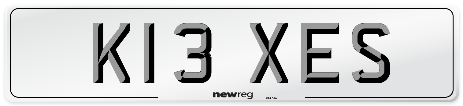 K13 XES Number Plate from New Reg